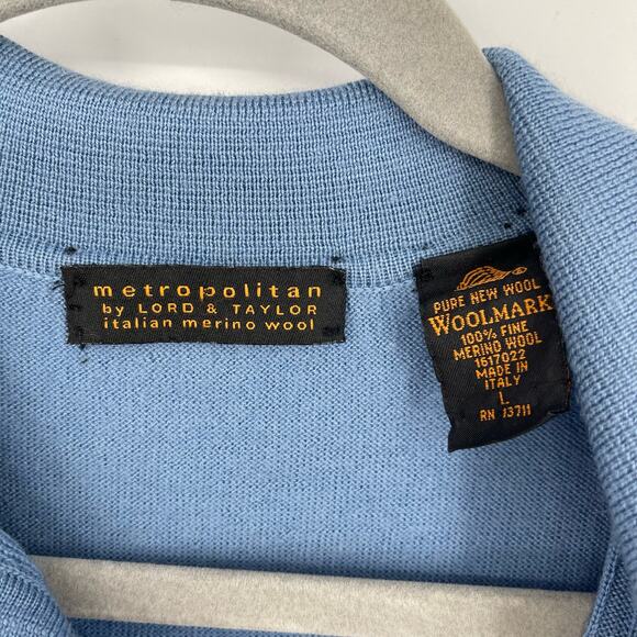 Vintage Metropolitan by Lord & Taylor 100% Merino Wool Sweater Blue  XL - Picture 6 of 10